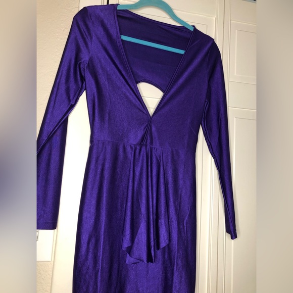 PURPLE MIDI BODYCON DRESS - Picture 3 of 4